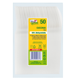 Cucchiai in pla compact - bianco - dopla green - conf. 50 pezzi