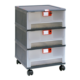Cassettiera con ruote mopla 203r - pp - 3 cassetti - mobil plastic