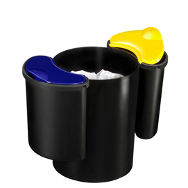 Cestino raccolta differenziata 516 - altezza 33,7 cm - diametro 26 cm -  nero/giallo/blu - cep