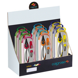 Compasso - aste fisse - colori assortiti - riplast - espositore 12 pezzi