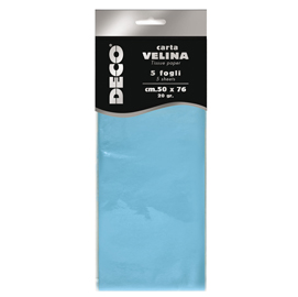 Carta velina - 20gr - 50x76cm - azzurro - 5 fogli - cwr