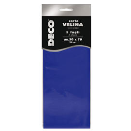 Carta velina - 20gr - 50x76cm - blu - 5 fogli - cwr