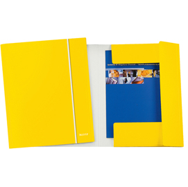 Cartella con elastico wow - cartoncino plastificato - 3 lembi - 25x35cm - giallo - leitz