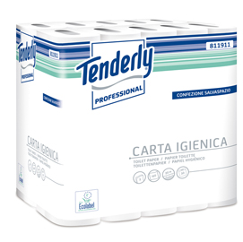 Carta igienica salvaspazio tenderly - 160 strappi - diametro 9,9 cm - 9,3 cm x 20 mt - tenderly professional - pacco 30 rotoli