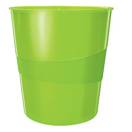 Cestino gettacarte wow - altezza 32,4 cm - diametro 29 cm -15 lt - verde lime - leitz