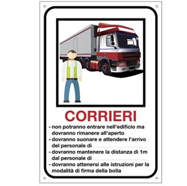 Cartello alluminio - personalizzabile - per corrieri - 40x60 cm - cartelli segnalatori