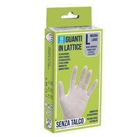 Confezione da 10 guanti monouso in lattice s/talco tg. L