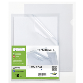 Cartelline a l poli t plus - alto spessore - pp -  30 x 42 cm - trasparente - sei rota - conf.10 pezzi