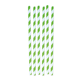 Cannucce stripes - carta - verde/bianco - big party - conf. 12 pezzi