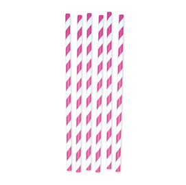 Cannucce stripes - carta - fucsia/bianco - big party - conf. 12 pezzi