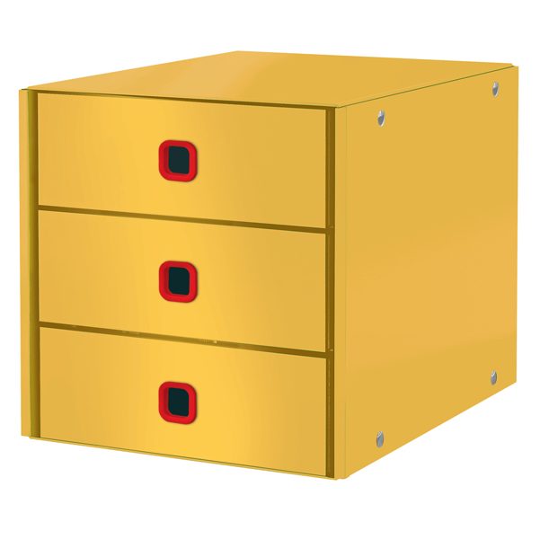 Cassettiera clickstore cosy - 3 cassetti - giallo - leitz