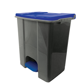 Contenitore mobile ecoconti - a pedale - 60 l - plastica riciclata - grigio/blu - medial international