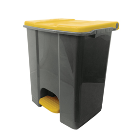 Contenitore mobile ecoconti - a pedale - 60 l - plastica riciclata - grigio/giallo - medial international