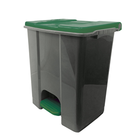Contenitore mobile ecoconti - a pedale - 60 l - plastica riciclata - grigio/verde - medial international