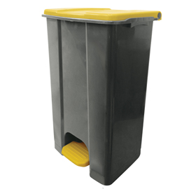 Contenitore mobile ecoconti - a pedale - 80 l - plastica riciclata - grigio/giallo - medial international