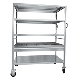 Carrello da lavoro - 4 piani - con vaschetta - 131 x 67 x 165,5 cm - 250 kg - zincato - tecnotelai