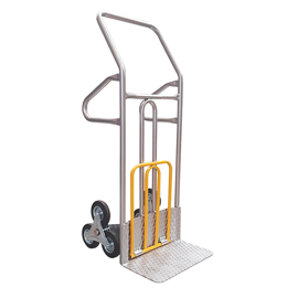 Carrello saliscale - 50 x 40 x 132 cm - max 280 kg - acciaio - grigio/giallo - tecnotelai