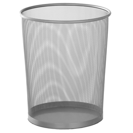 Cestino gettacarte -  tondo - metallo traforato - grigio argento - perfetto