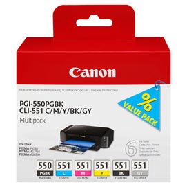 Canon - cartucce ink - c/m/y/k/gr - 6496b005