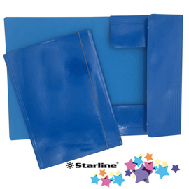 Cartellina con elastico - cartone plastificato - 3 lembi - 25x34 cm - azzurro - queen starline