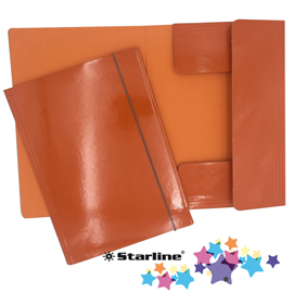 Cartellina con elastico - cartone plastificato - 3 lembi - 25x34 cm - arancio - queen starline