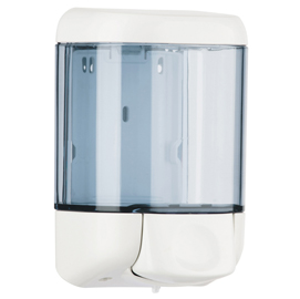 Dispenser da muro per sapone liquido - 12,8x11,2x20,5 cm - capacità 1 l -  bianco/azzurro trasparente - mar plast