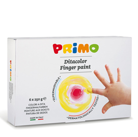 Ditacolor colori a dita - 250ml - colori assortiti - primo - box 6 barattoli