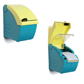 Dispenser con cutter per bendaggio softnext - 15,5x9x16,5 cm - azzurro/giallo - pvs