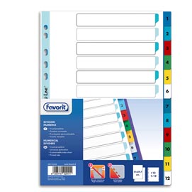 Divisori numerici 12 tacche - a4 - pp - colori assortiti - favorit