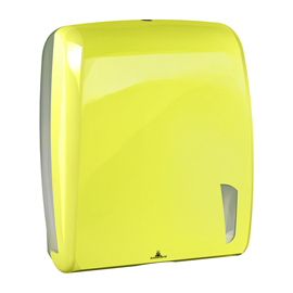 Dispenser asciugamani skin - piegati a c e z - 345 x 112 x 306 mm - 450 fogli - giallo fluo  - mar plast