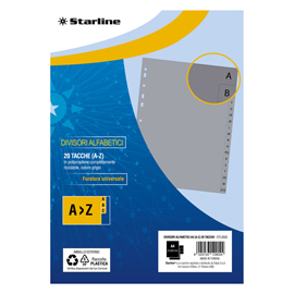 Divisori alfabetici 20 tacche - a4 - pp - grigio - starline