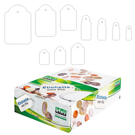 Etichette con filo a385 - 11x29 mm - bianco - lebez - conf. 1000 pezzi