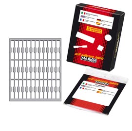 Etichetta adesiva - permanente - rettangolare - 46x8 mm - 36 etichette a fascetta per foglio - 10 fogli per busta - bianco - markin