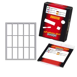 Etichetta adesiva - permanente - rettangolare - 46x20 mm - 15 etichette per foglio - 10 fogli per busta - bianco - markin