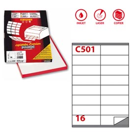 Etichetta adesiva c501 - permanente - 105x36 mm - 16 etichette per foglio - bianco - markin - scatola 100 fogli a4