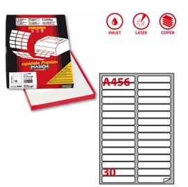 Etichetta adesiva a456 - permanente - 100x17 mm - 30 etichette per foglio - bianca - markin - scatola 100 fogli a4