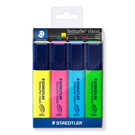 Evidenziatore textsurfer classic  - punta a scalpello - tratto da 1,0-5,0mm - astuccio 4 colori - staedtler