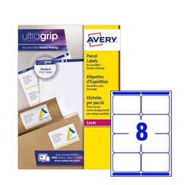 Etichetta adesiva l7165 - permanente - 99,1x67,7 mm - 8 etichette per foglio - bianco - avery - conf. 100 fogli a4