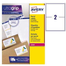 Etichetta adesiva l7168 - permanente - 199,6x143,5 mm - 2 etichette per foglio - bianco - avery - conf. 100 fogli a4