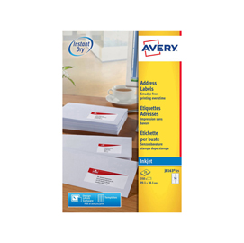 Etichetta adesiva j8163 - permanente - adatta a stampanti inkjet - 99,1x38,1 mm - 14 etichette per foglio - bianco - avery - conf. 25 fogli a4