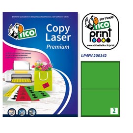 Etichetta adesiva lp4f - permanente - 200x142 mm - 2 etichette per foglio - verde fluo - tico - conf. 70 fogli a4