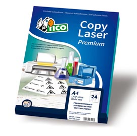Etichetta in poliestere lp4p - adatta a stampanti laser - permanente - 70x36 mm - 24 etichette per foglio - bianco - tico - conf. 70 fogli a4