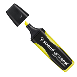 Evidenziatore green boss - punta a scalpello - tratto da 2,0-5,0mm - giallo - 83% plastica riciclata - stabilo