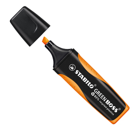 Evidenziatore green boss - punta a scalpello - tratto da 2,0-5,0mm - arancio - 83% plastica riciclata - stabilo