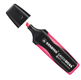 Evidenziatore green boss - punta a scalpello - tratto da 2,0-5,0mm - rosa - 83% plastica riciclata - stabilo