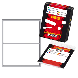 Etichetta adesiva - permanente - rettangolare - 115x70 mm - 2 etichette per foglio - 10 fogli per busta - bianco - markin