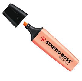 Evidenziatore boss original pastel - punta a scalpello - tratto da 2,0-5,0mm - colore rosa pesca - stabilo