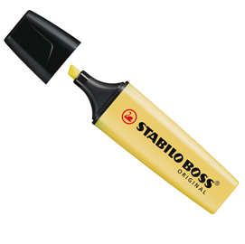 Evidenziatore boss original pastel - punta a scalpello  - tratto da 2,0-5,0mm - colore giallo banana - stabilo