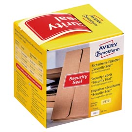 Etichette per spedizioni - icona security seal - 78x38 mm - permanente - rosso - avery - rotolo da 100 etichette
