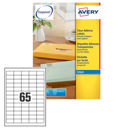 Etichetta adesiva j8651 - adatta a stampanti inkjet - 38,1x21,2 mm - permanente - bianco - avery - 65 etichette per foglio